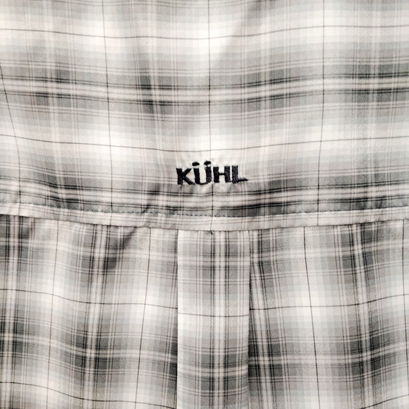 Kuhl Shirt Mens M Gray Plaid Double Pockets Hiking Outdoor Pearl Snap Button - Picture 7 of 7